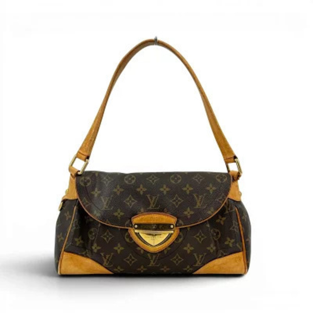 Louis Vuitton Monogram Beverly Shoulder Bag Canvas Leather Black Brown